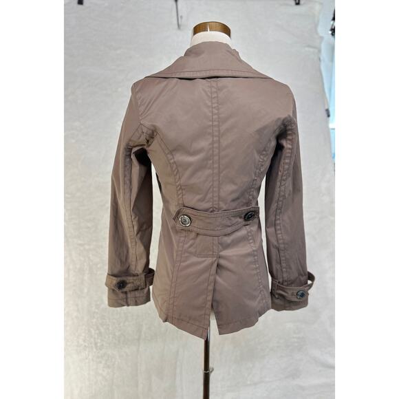 Womens‎ Pea Coat Rain Jacket Merona Size XS Tan Brown Double Breasted Button Up - Picture 8 of 16